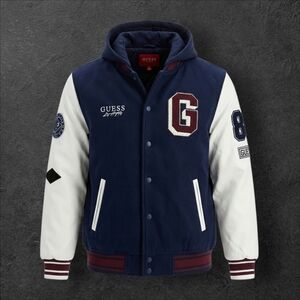 NWT Guess Mark Hooded Varsity Jacket Mens XL